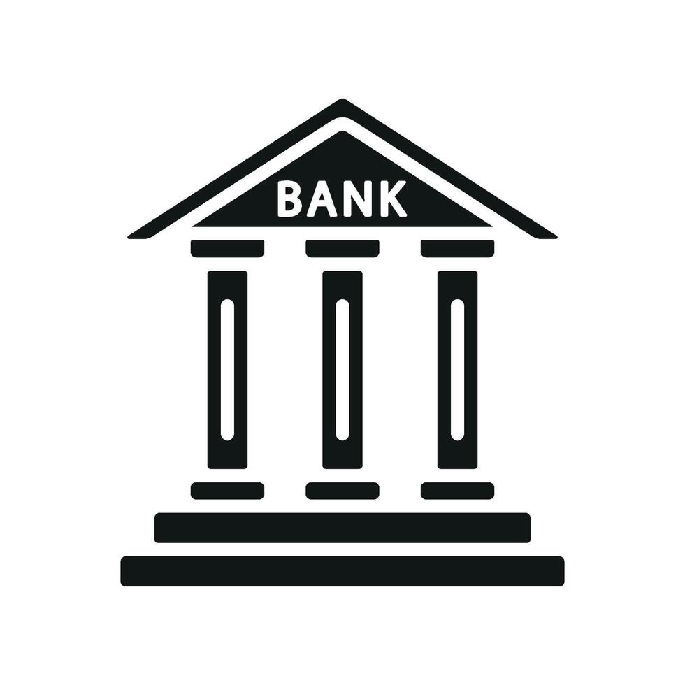 The design of the bank building icon highlights a straightforward and modern graphic concept vector