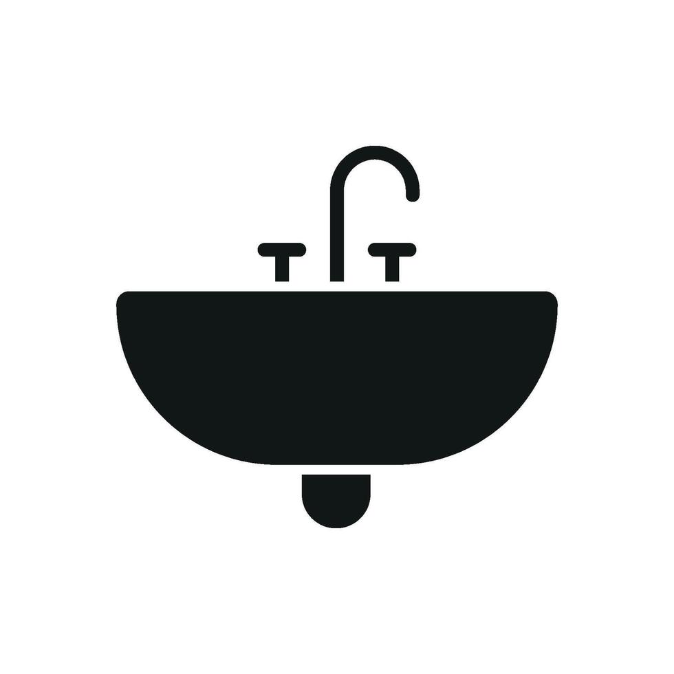 The design of the sink bathroom icon emphasizes a functional and modern graphic concept vector