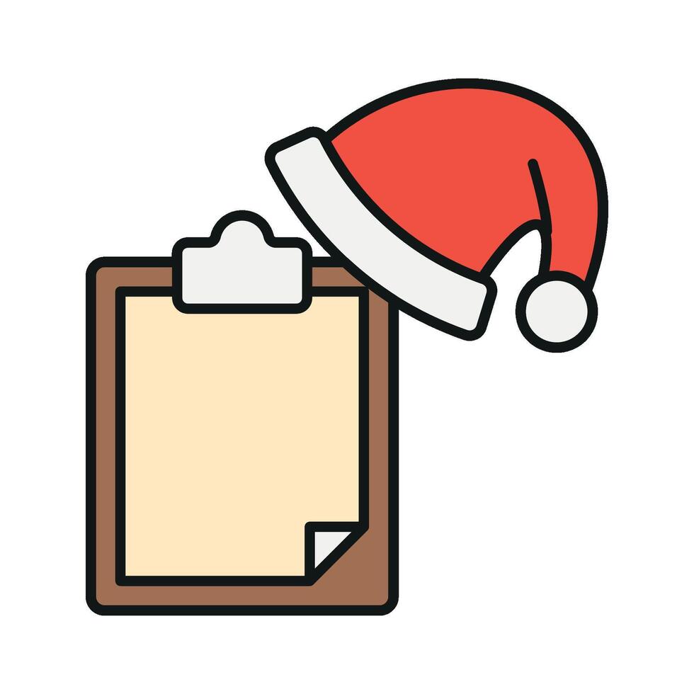 A stylishly illustrated Santa list wish Christmas icon designed in a simple and contemporary graphic style for holiday vibes vector