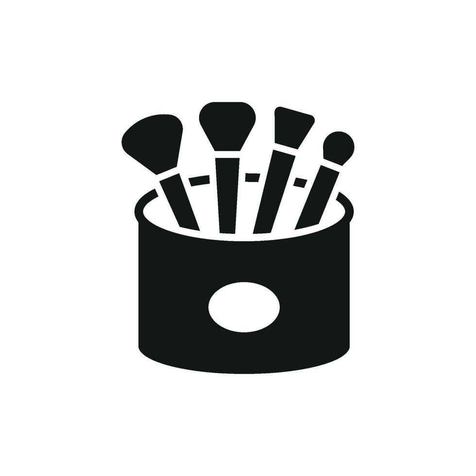 A modern and minimalistic make up brush set beauty icon designed with a sleek graphic concept for a clean aesthetic vector