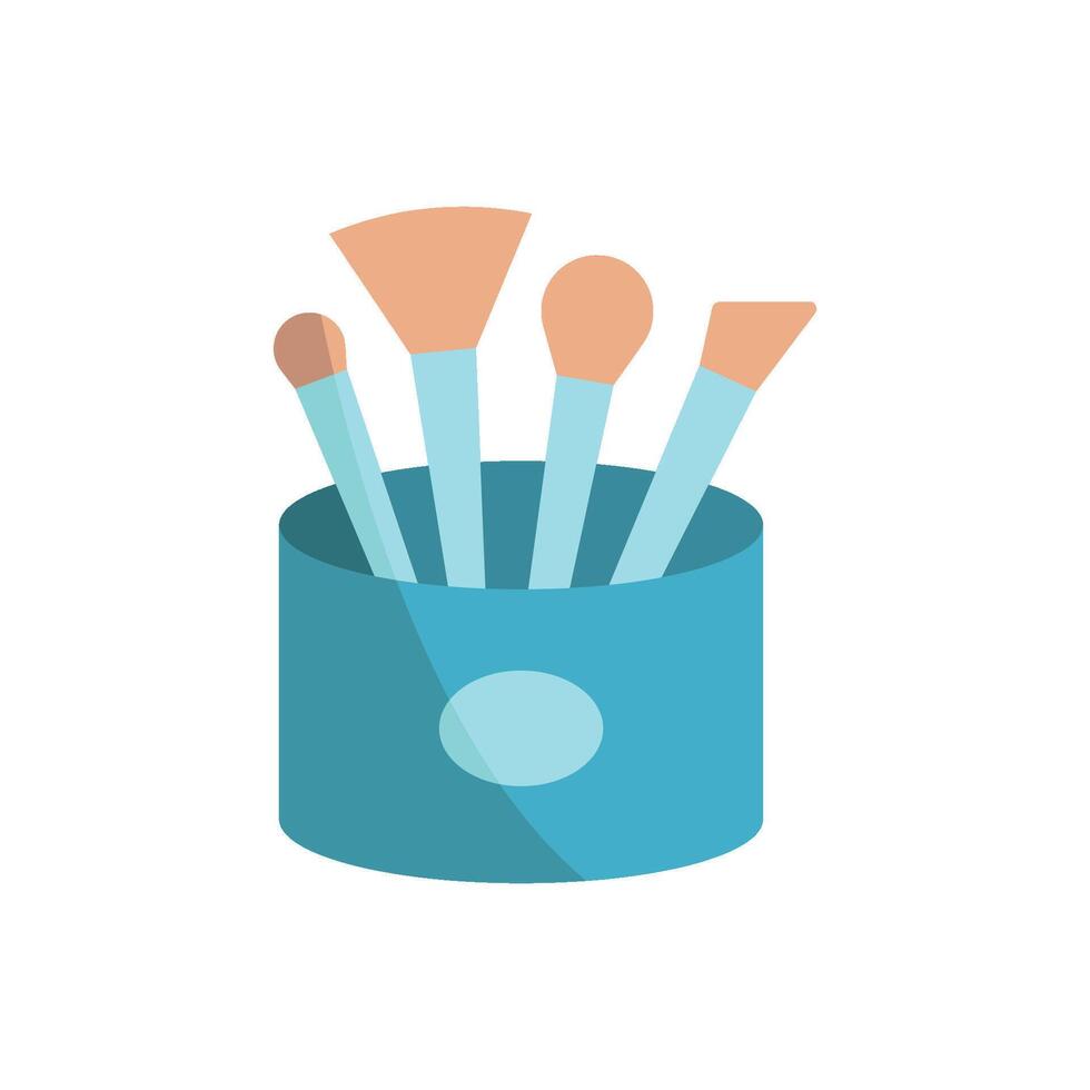 A fresh, simple, and modern graphic of a makeup brush set beauty icon designed with beauty trends in mind vector