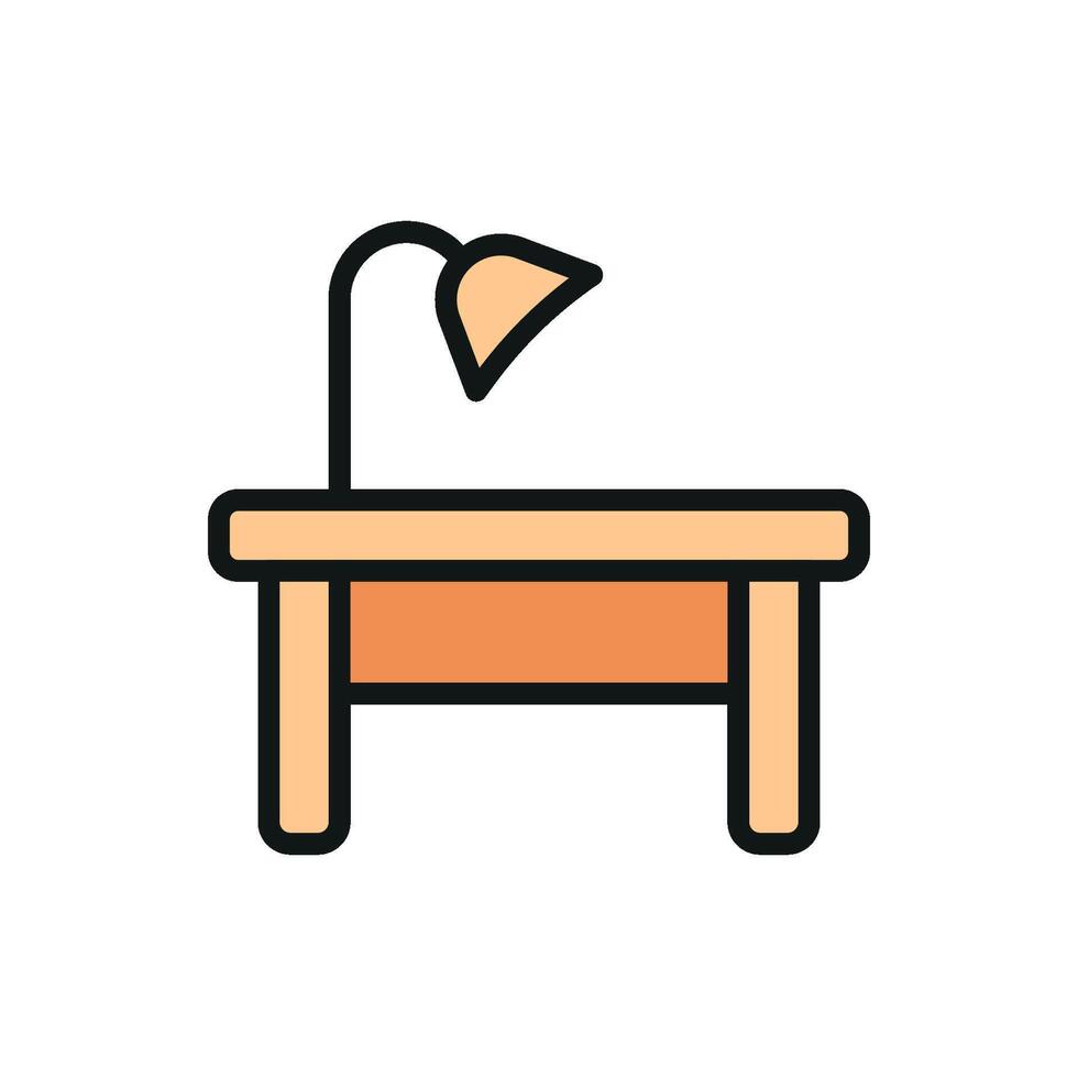 A polished and stylish representation of a study desk icon in a modern style vector