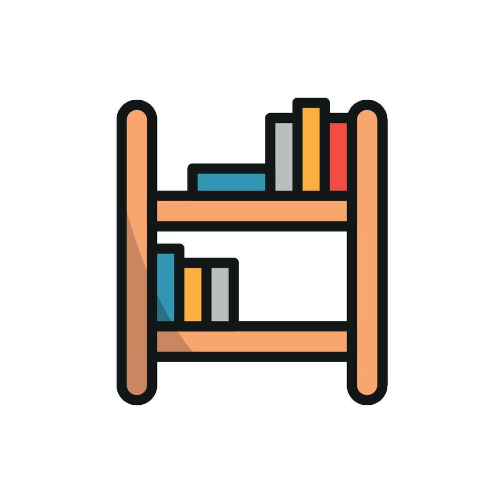 A sleek and functional bookshelf icon crafted with clean lines and style vector