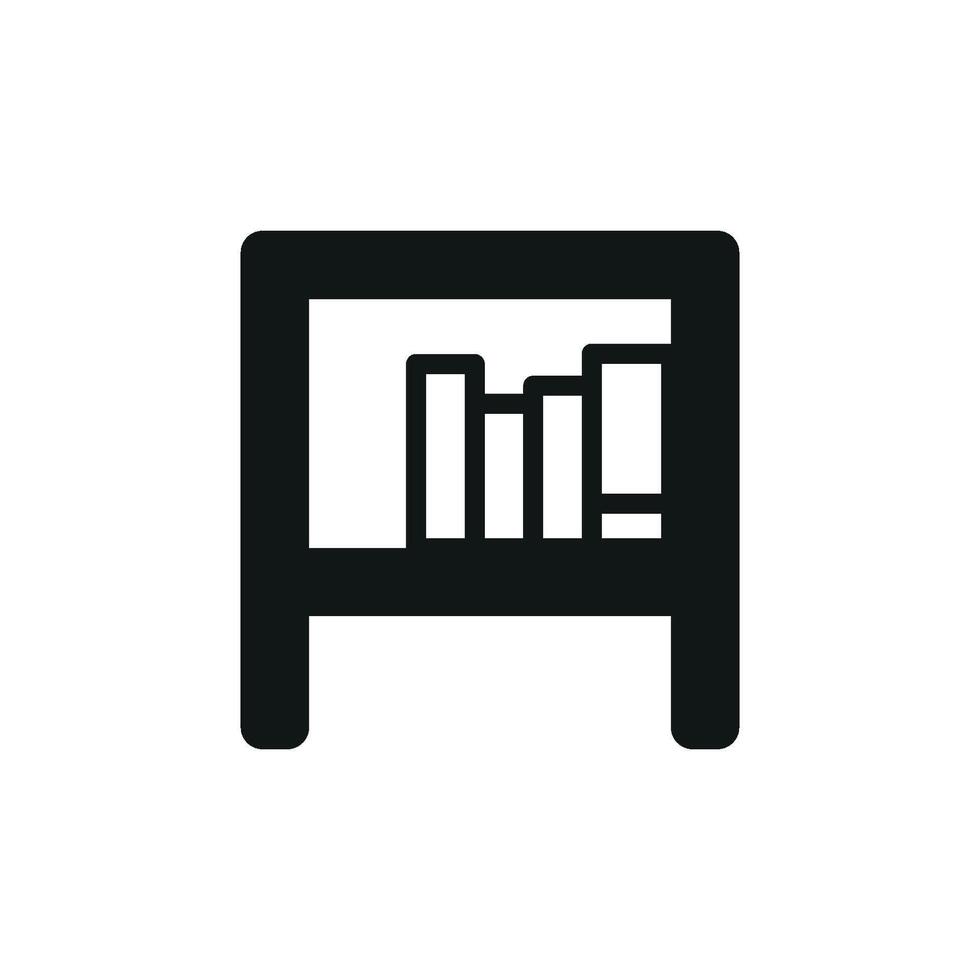 A modern bookshelf icon emphasizing minimalism and utility in design vector