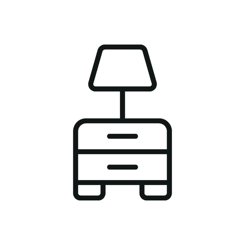 A clean and contemporary graphic representation of a bedside table icon vector