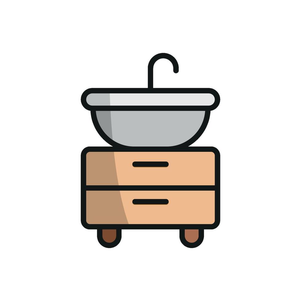 A clean and contemporary graphic representation of a sink set icon vector