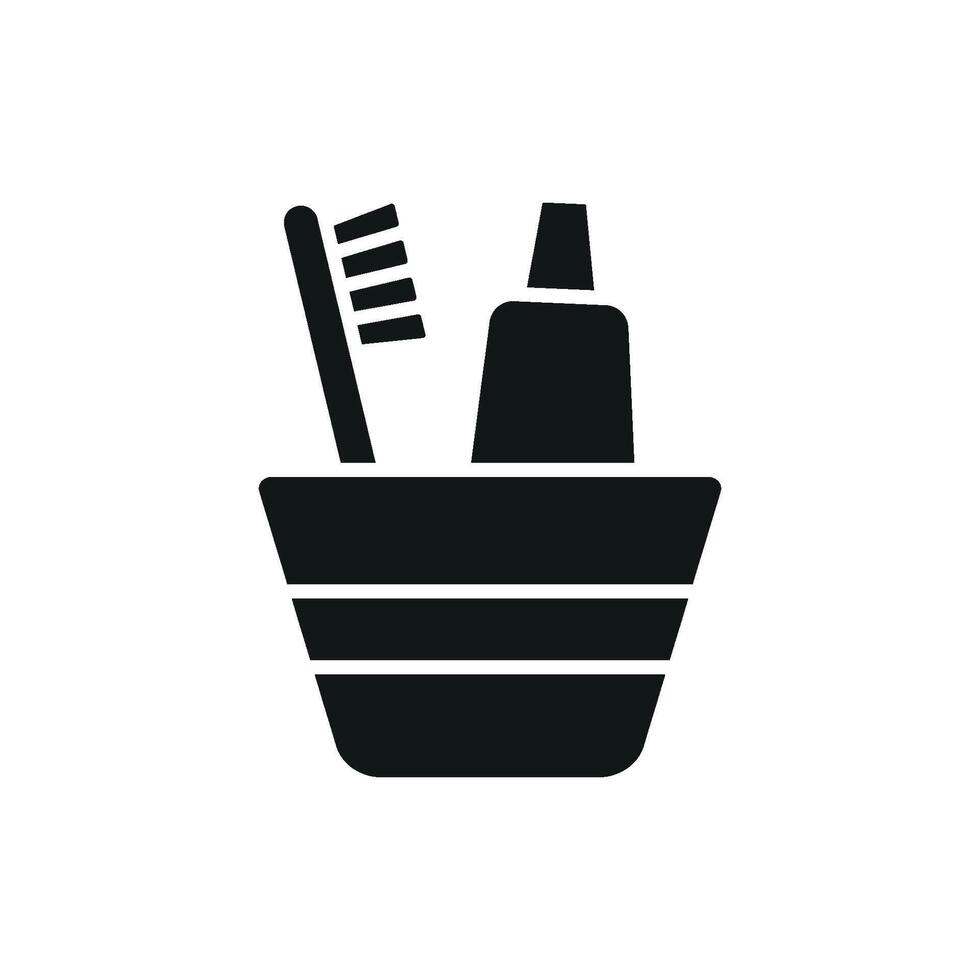 Toothpaste and toothbrush set icon designed with a sleek and minimalist modern concept vector