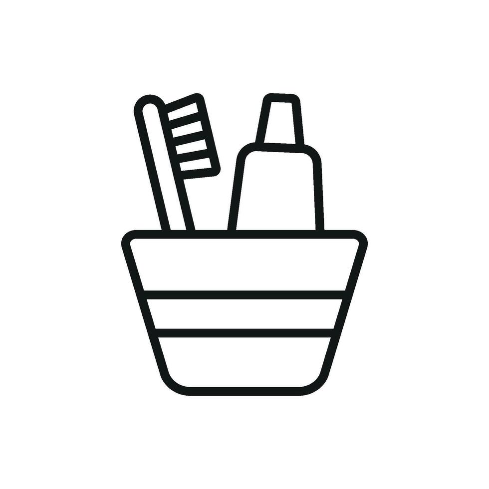 Toothpaste and toothbrush set icon featuring a minimalist approach with a modern graphic style vector
