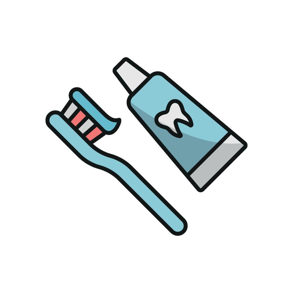 Toothpaste and brush icon showcasing practicality with a minimalist and modern approach vector