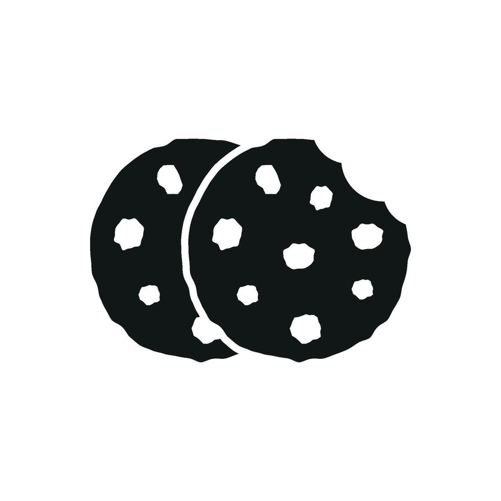 A clean and contemporary graphic representation of a chocolate chip cookie icon vector