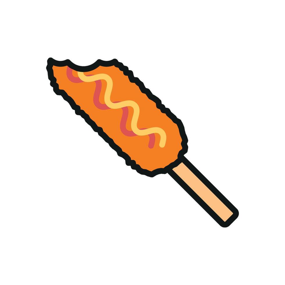 A streamlined and refined design for a contemporary corn dog food icon concept vector
