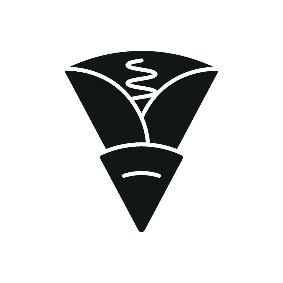 A clean and contemporary graphic representation of a crepe icon vector