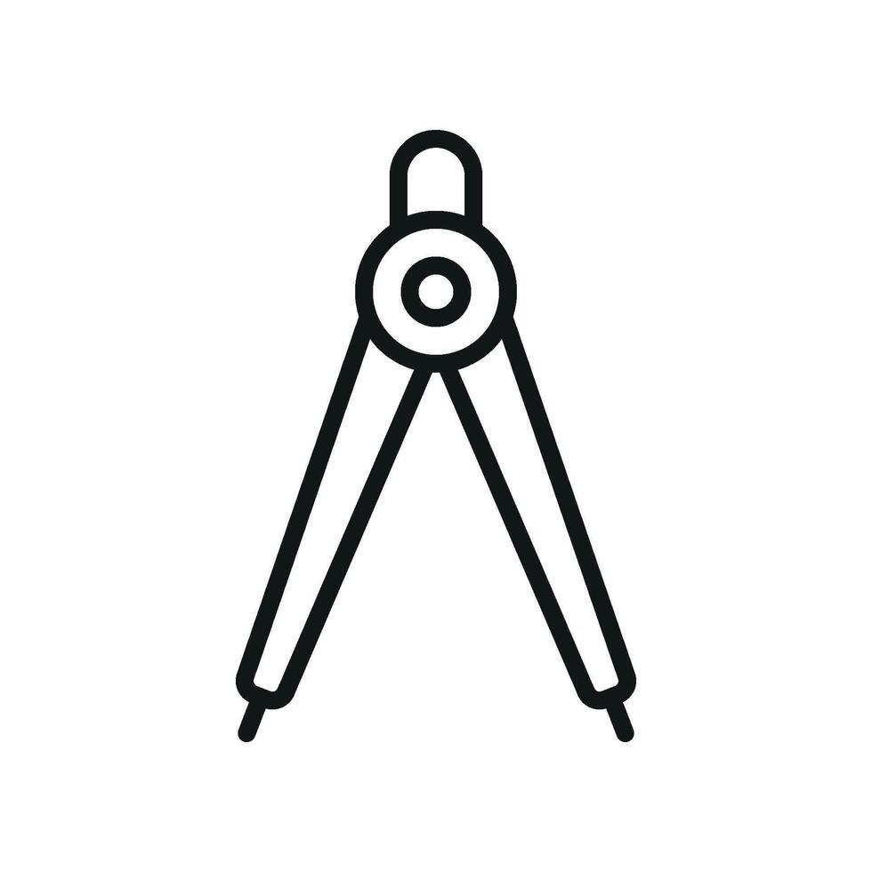 A modern simple concept graphic characterizes the ruler compass office icon design vector