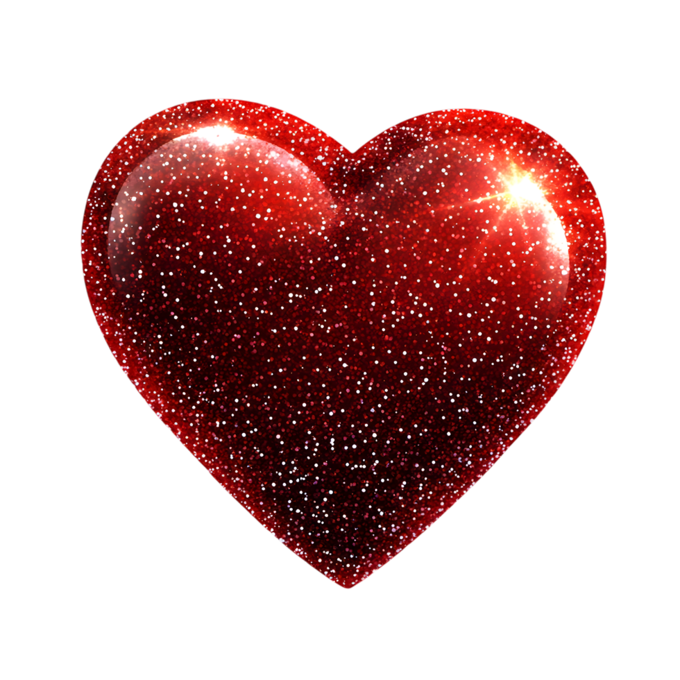 Shiny Red Heart with Glitter Texture png