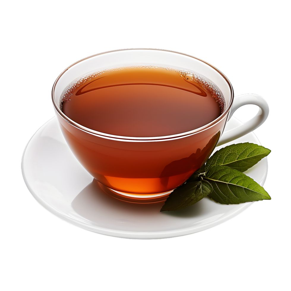 Cup of Black Tea with Mint Leaves png