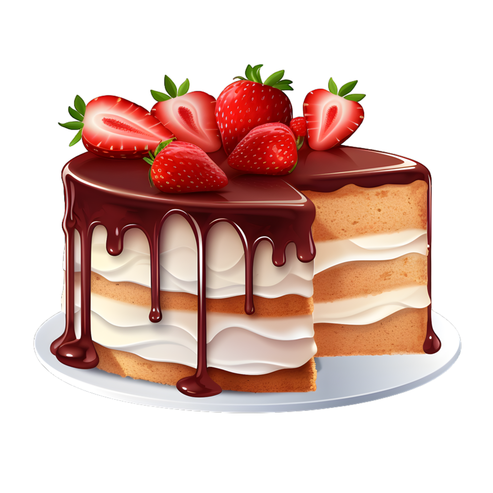 Creamy Strawberry Cake with Berry Topping png