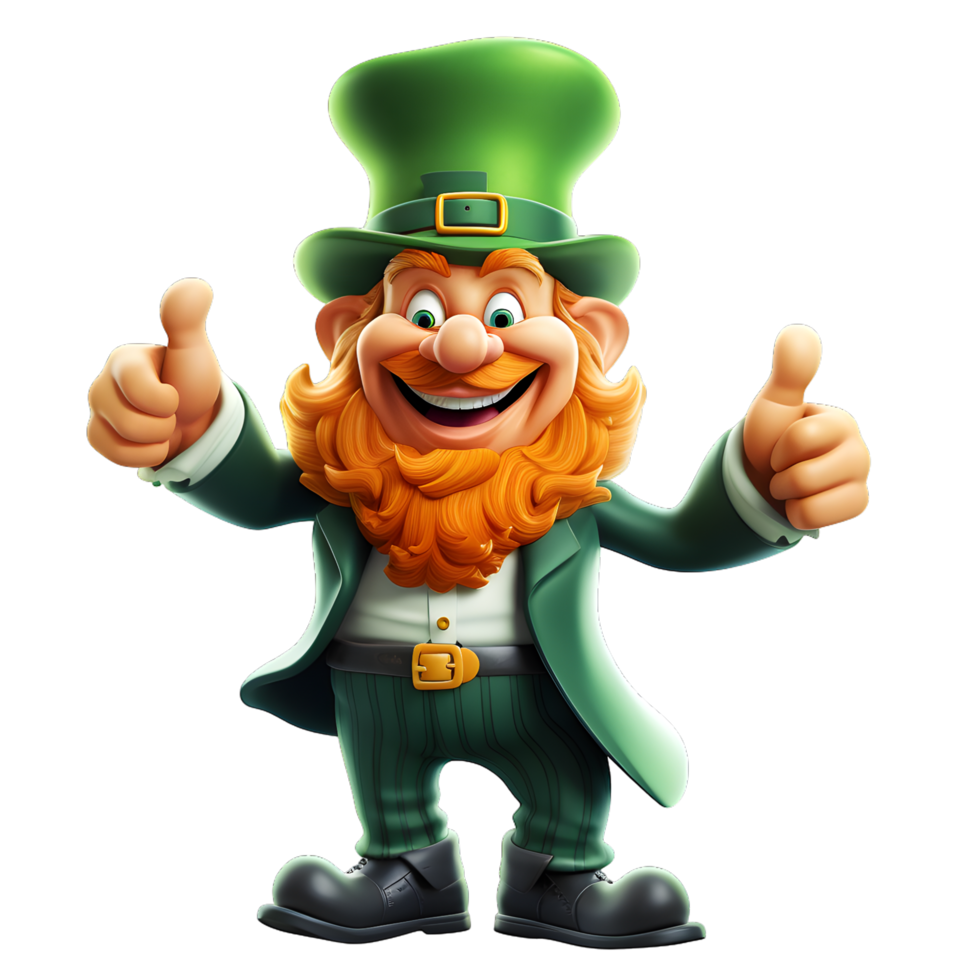 St patricks day leprechaun with bear smiling and happy png