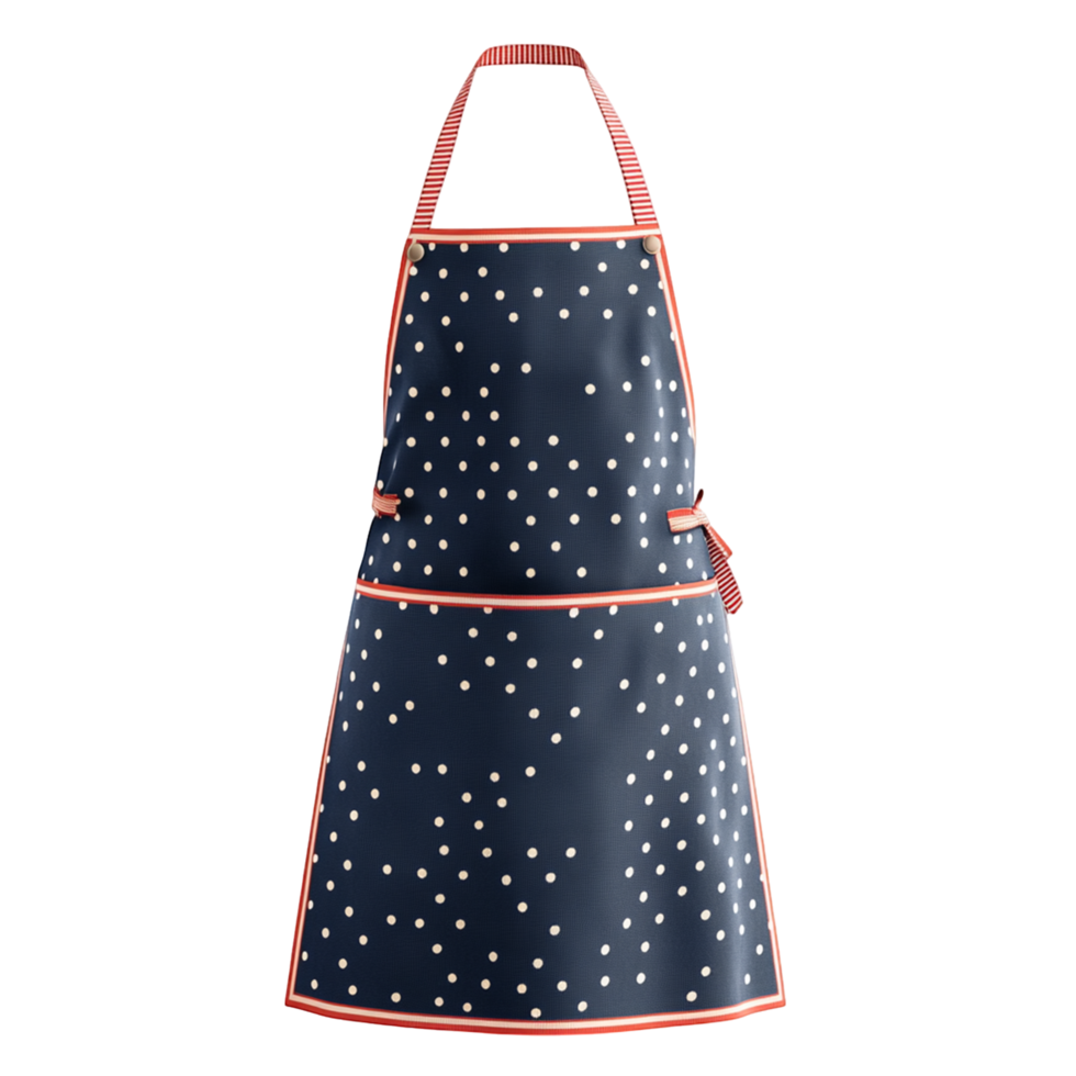 Polka Dot Apron with Red Trim png