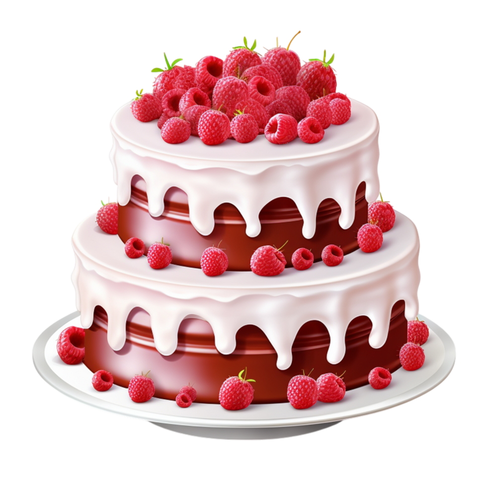 Two Tier Chocolate Cake with Raspberries png