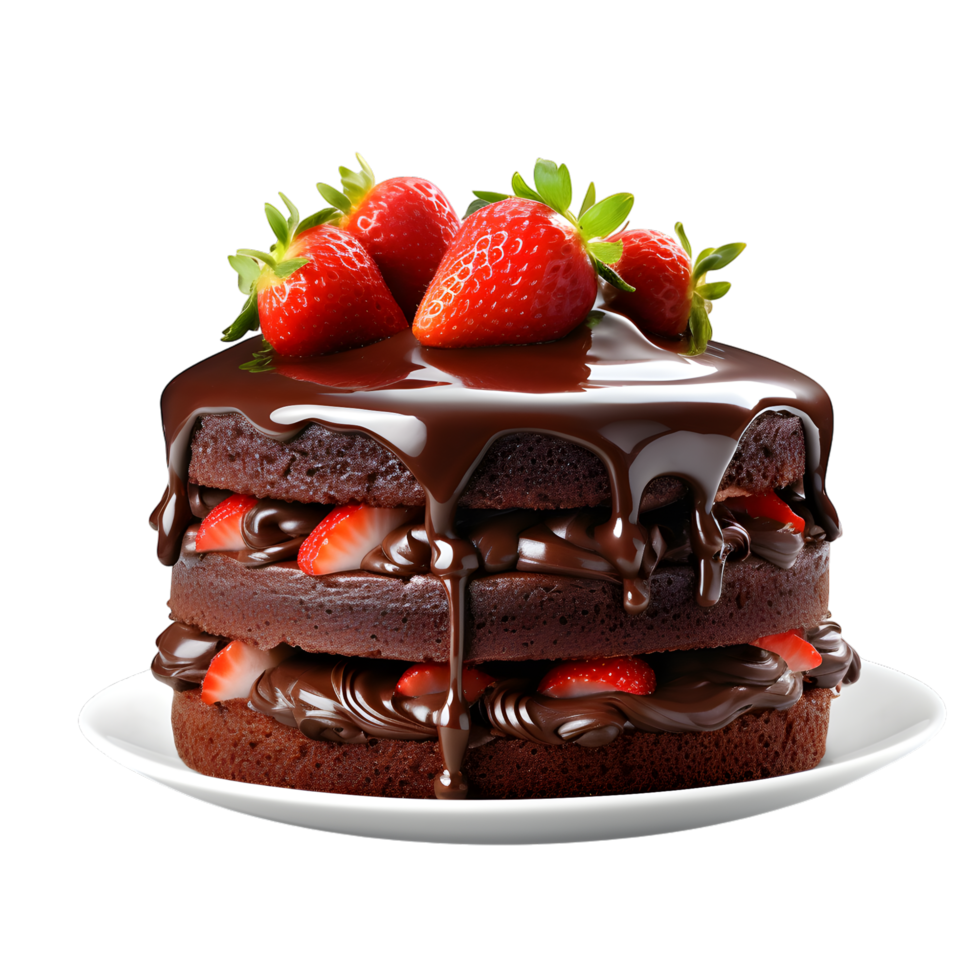 Rich Chocolate Cake with Fresh Berries png