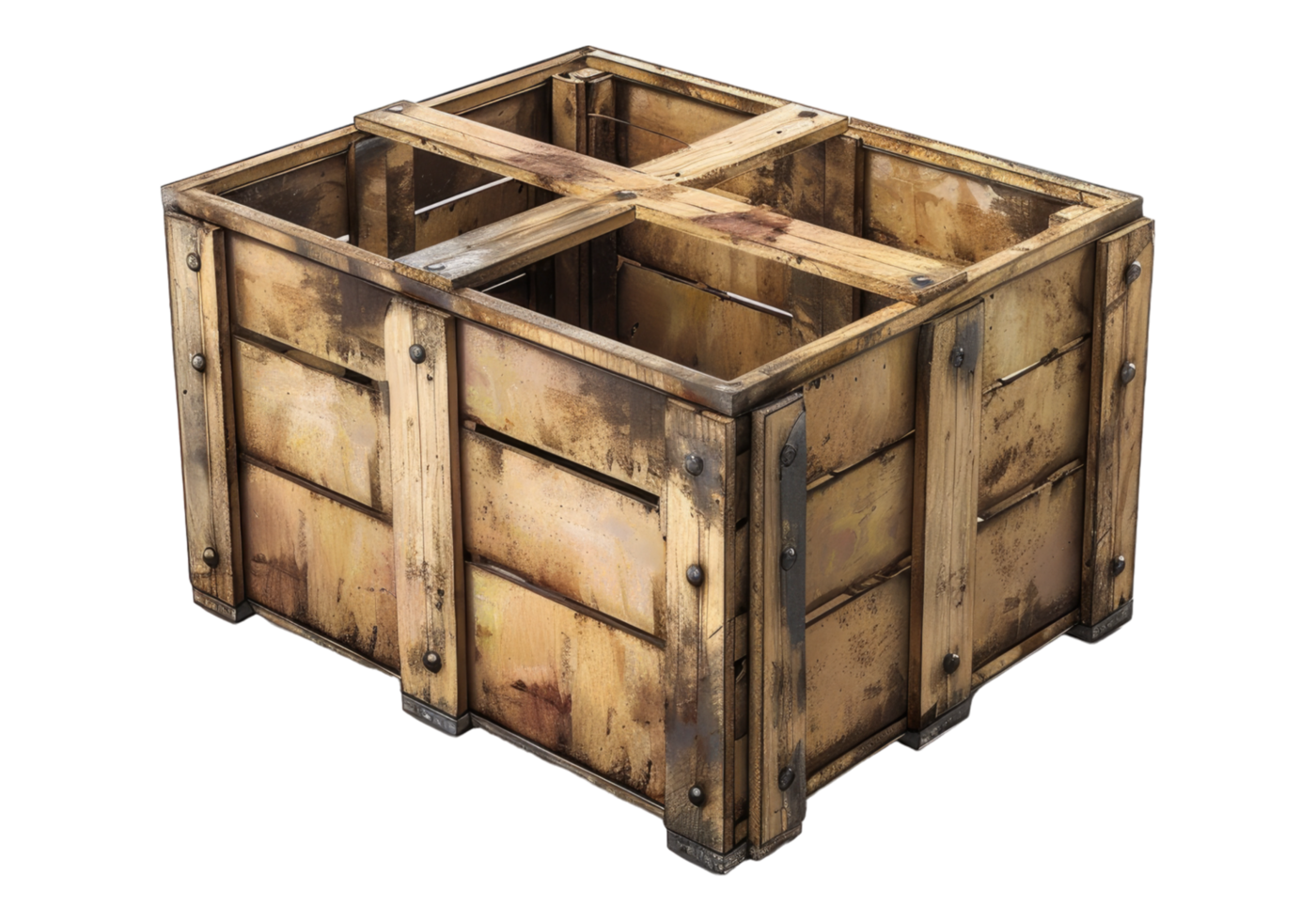 A wooden crate with a lid on it png