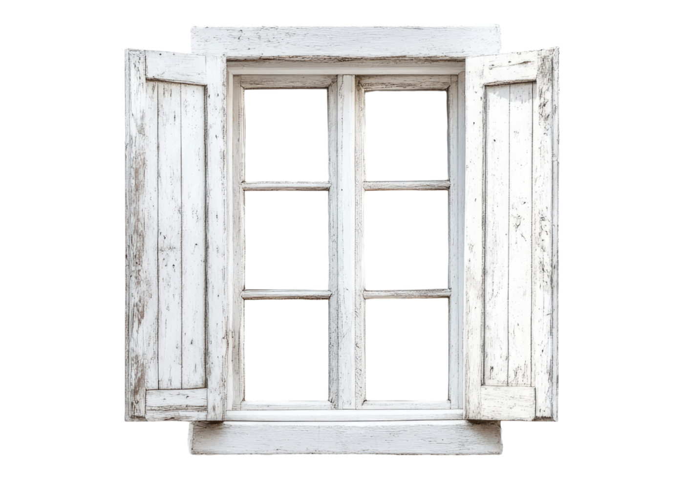 An old window with white shutters on a transparent background png