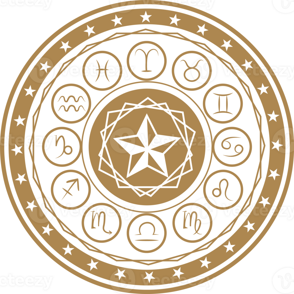 Astrological Symbols with Central Star Design png