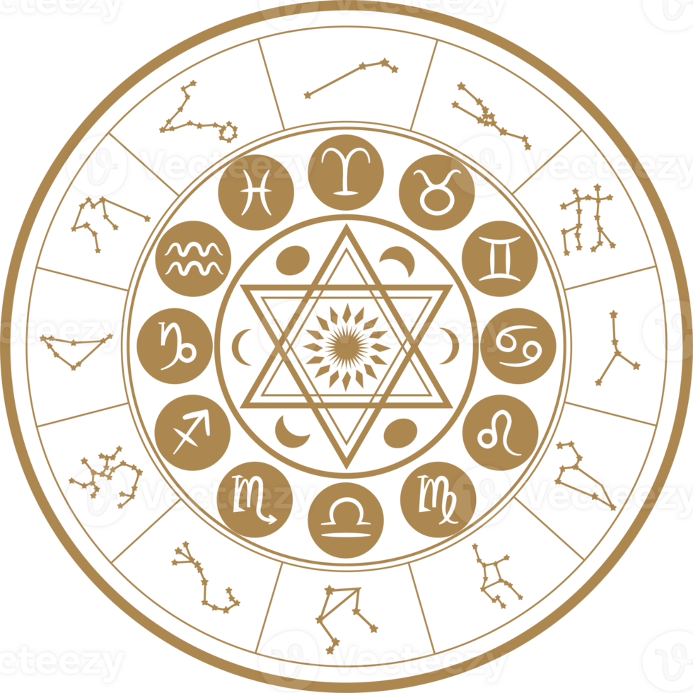 Astrological Symbols Circular Design Illustration png