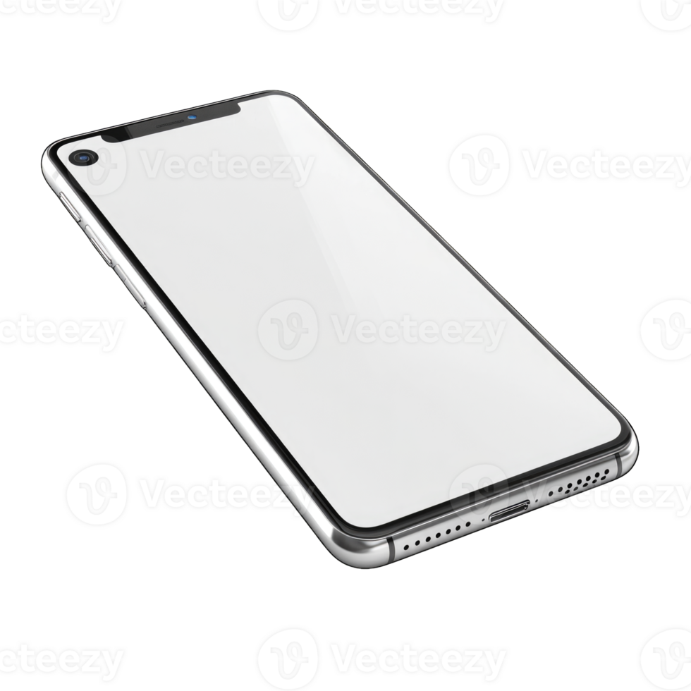 Modern smartphone design with blank display showcasing sleek edges and shiny finish isolated on transparent background cutout png