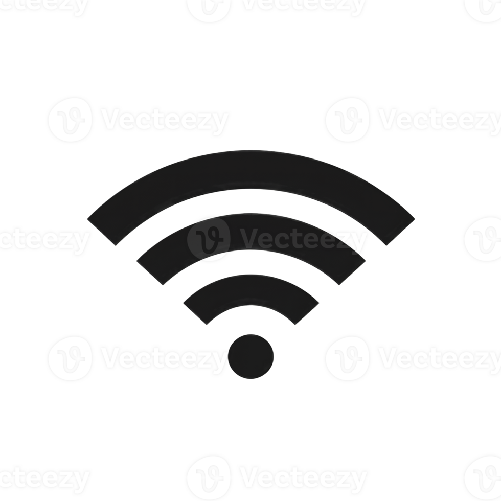 Wireless signal symbol icon with waves and dot isolated on transparent background cutout png