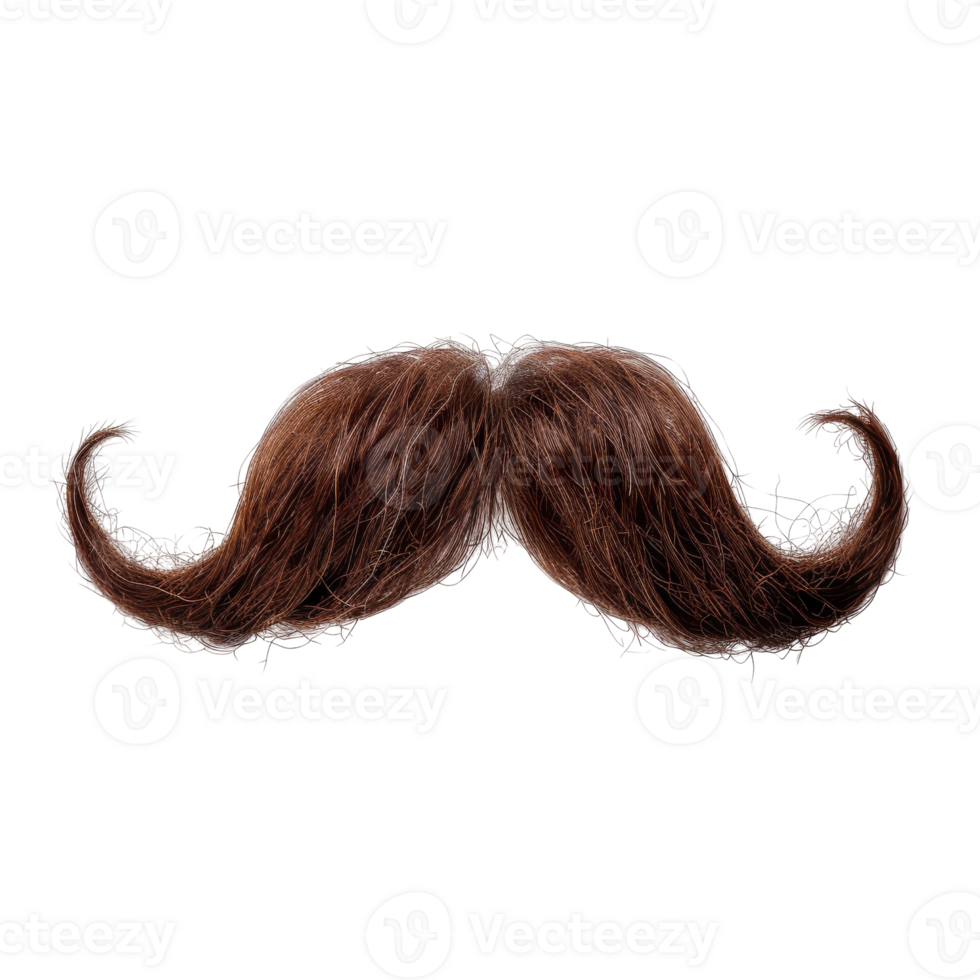 Brown Classic Brown Handlebar Mustache. Vintage Curly Mustache Style png