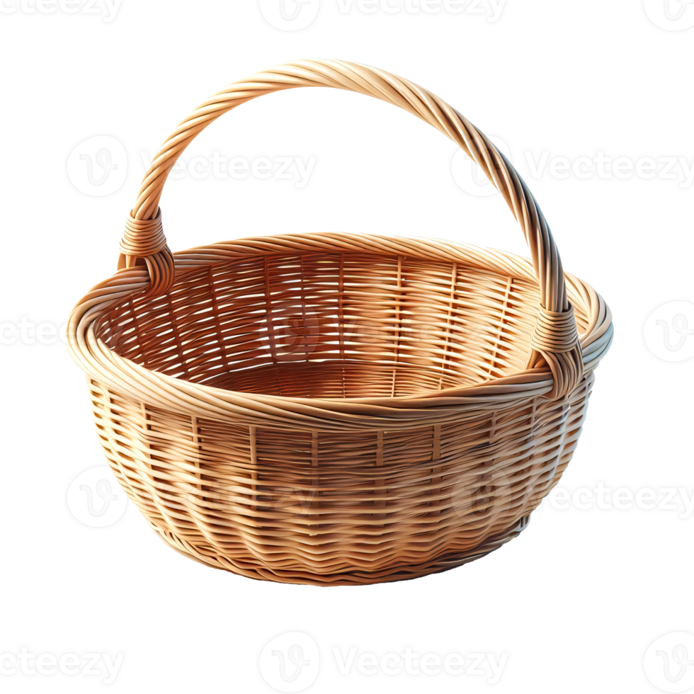 new Basket isolated on transparent background, empty basket png