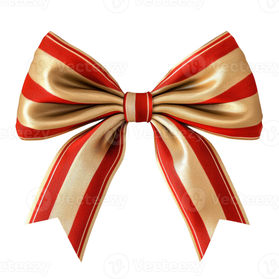 Red and gold striped bow with shiny finish, perfect for gifts and decorations, adding festive touch to any occasion png
