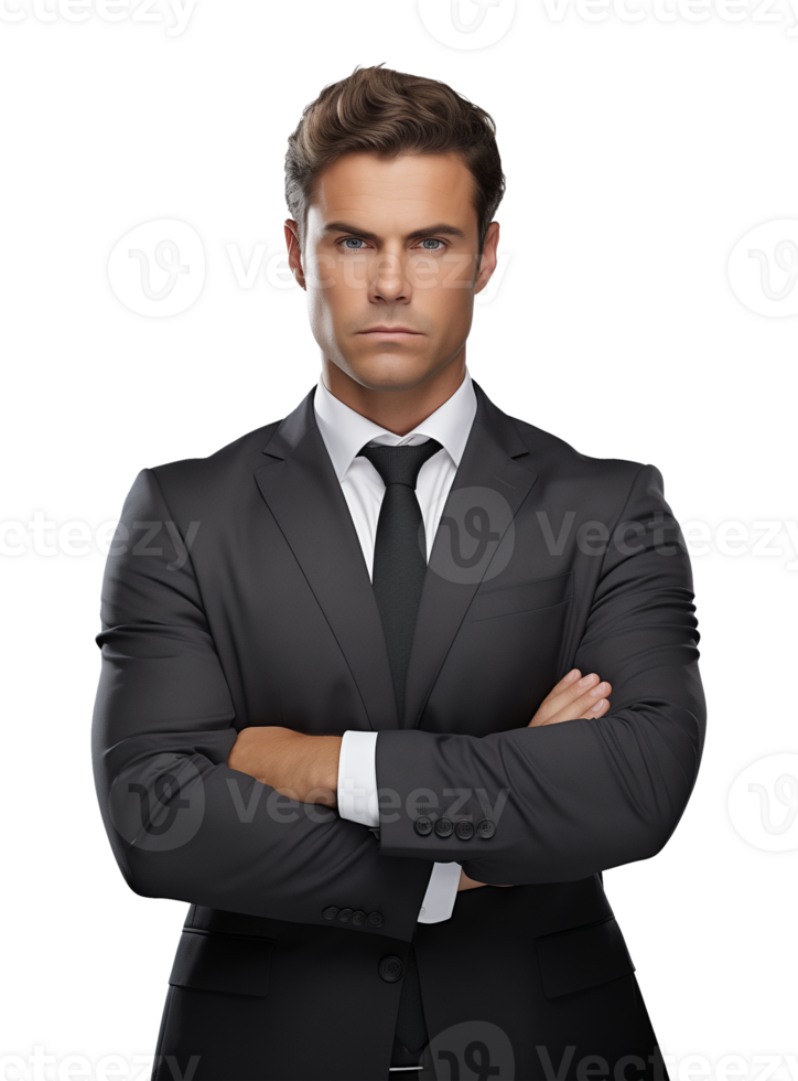 Serious Businessman Crossed Arms Isolated on Transparent Background png