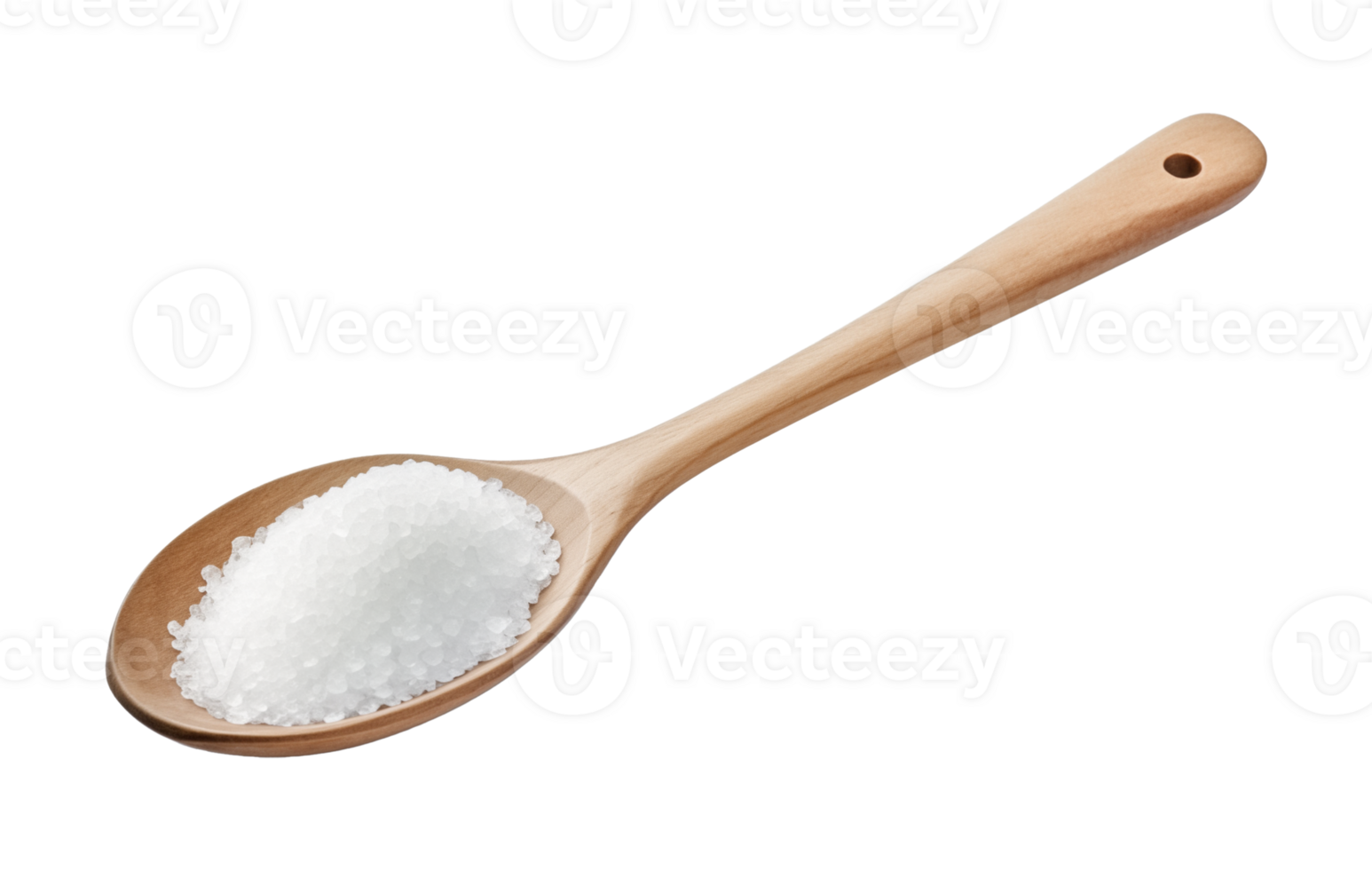 Wooden Tablespoon of Salt Isolated on Transparent Background png