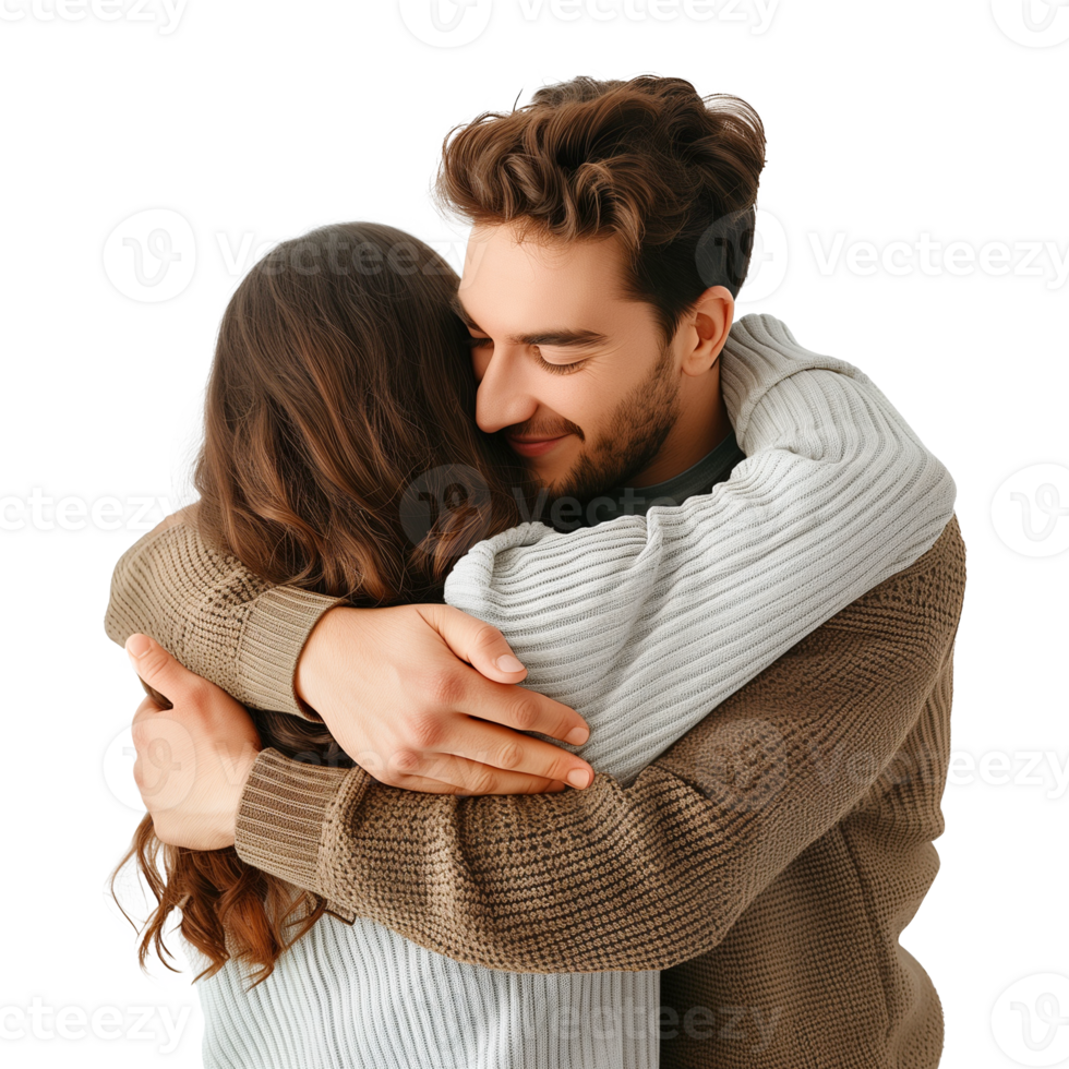 Couple Lovers Hug Isolated on Transparent Background png