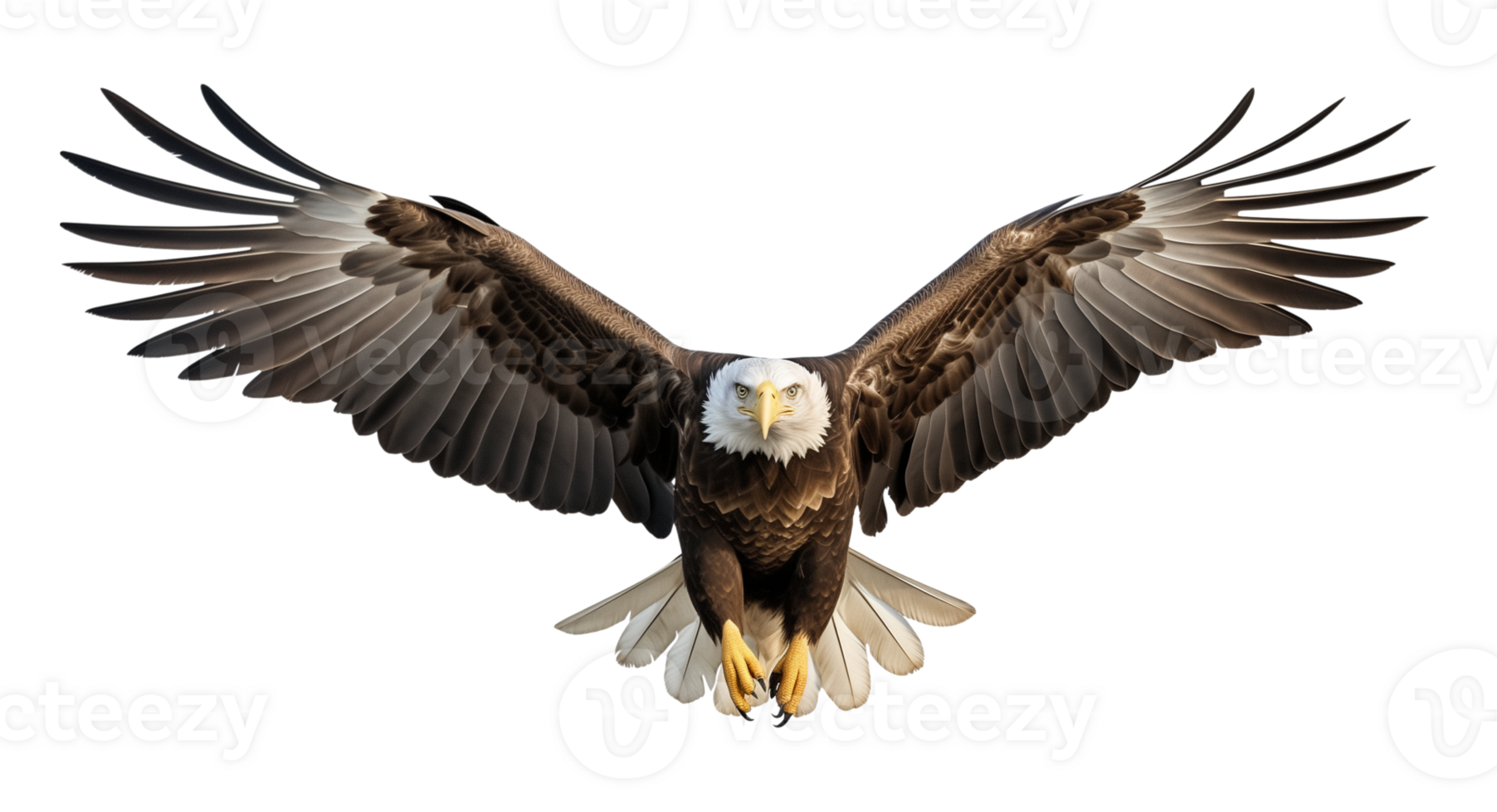 American Bald Eagle Flying Front View Isolated on Transparent Background png