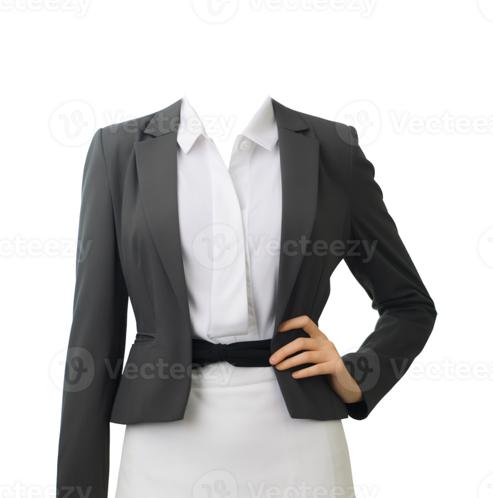 Businesswoman Casual Attire Mockup for Portrait ID Passport Isolated on Transparent Background png