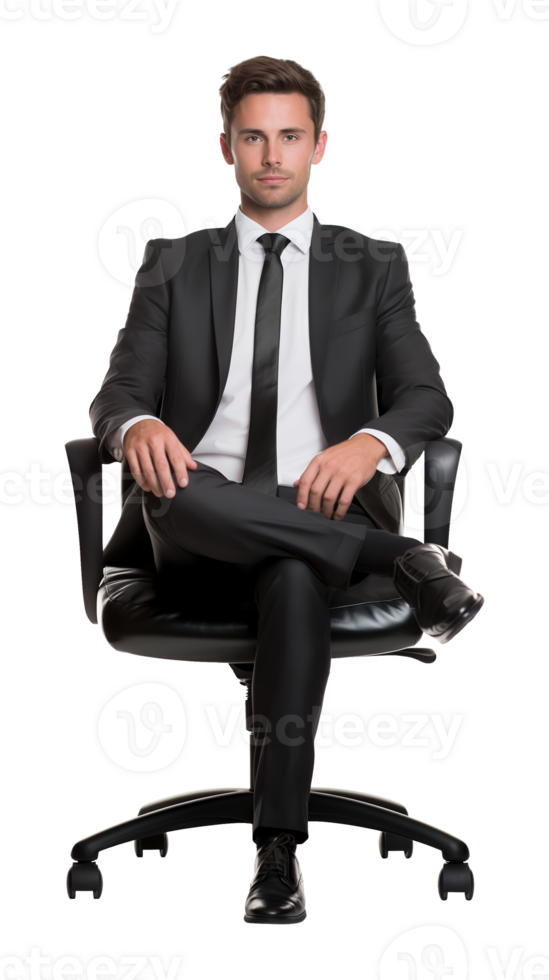 Businessman Sitting on Office Chair Isolated on Transparent Background png