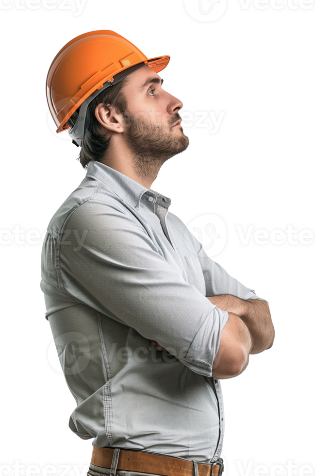 Side View of Architect Crossed Arms Isolated on Transparent Background png