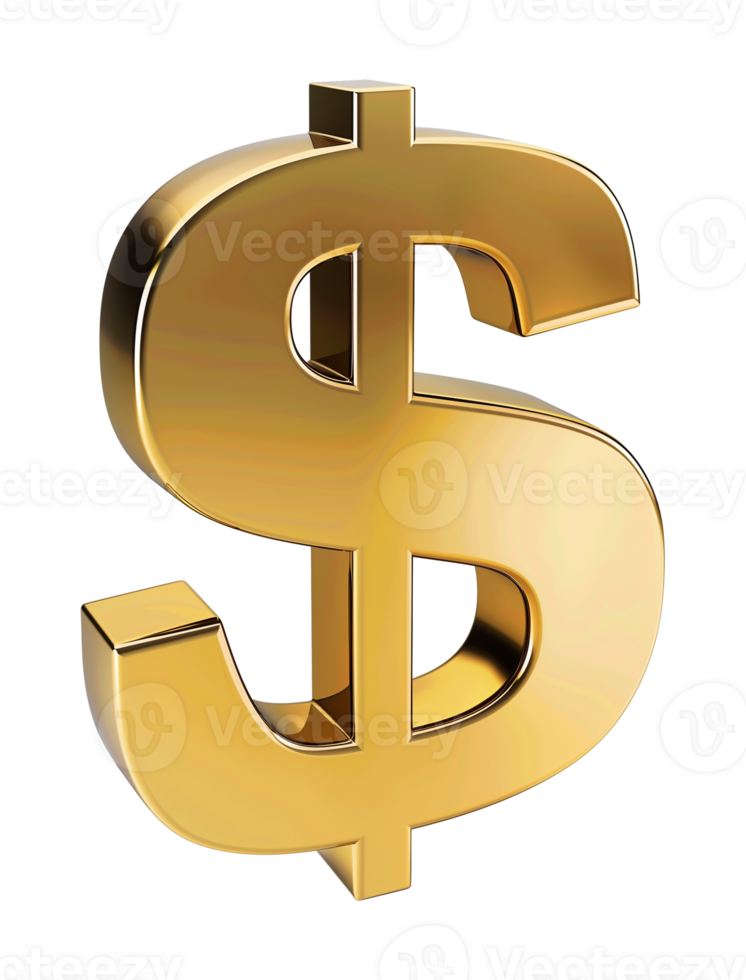 Dollar Sign 3D Style Isolated on Transparent Background png