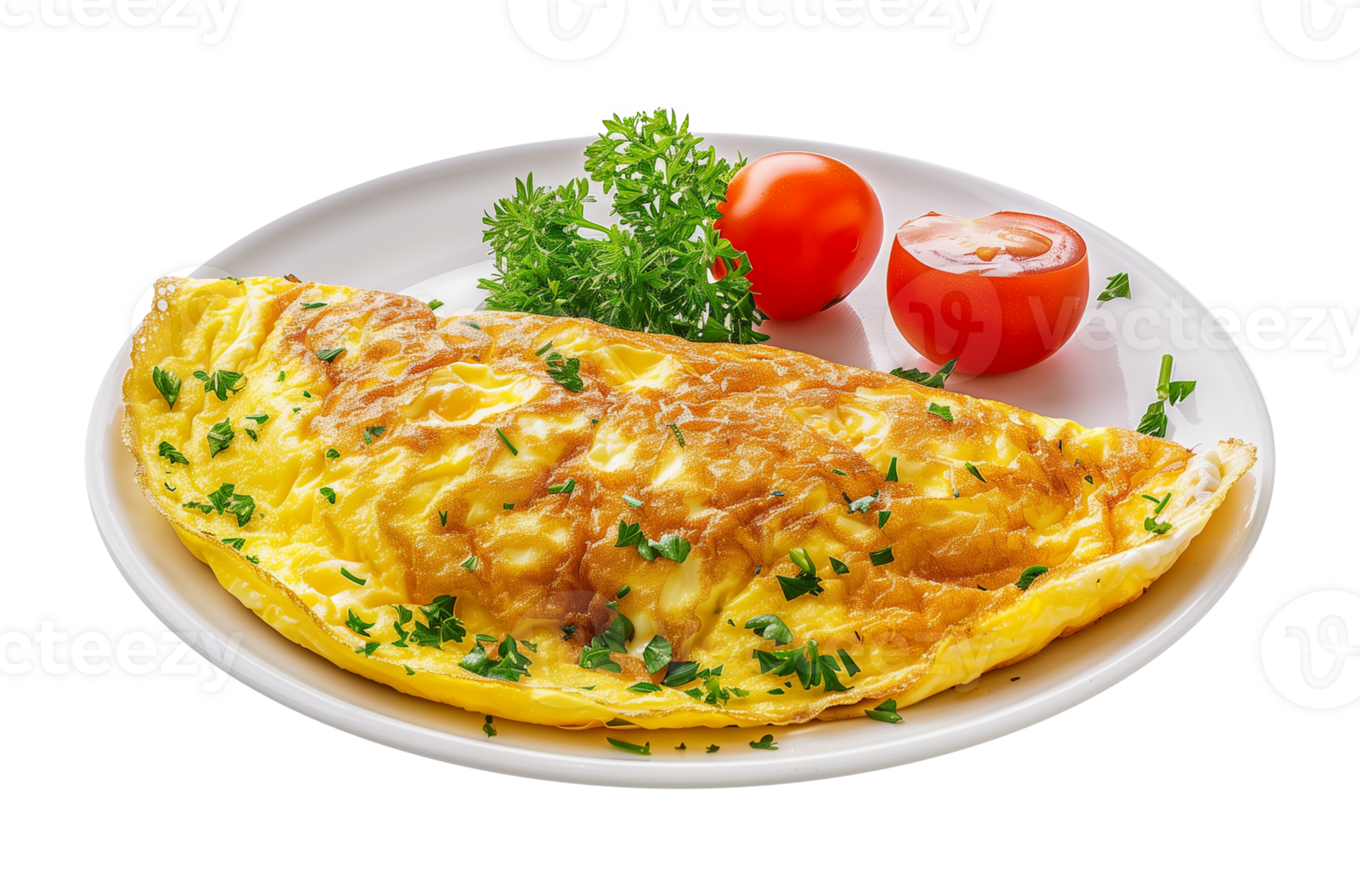 Egg Omelete on Plate Isolated on Transparent Background png