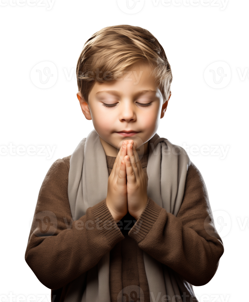 Good Boy Praying Isolated on Transparent Background png