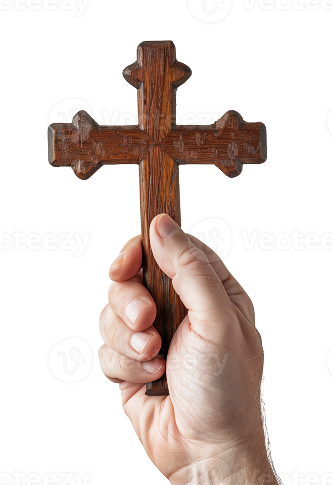 Hand Holding Cross Isolated on Transparent Background png