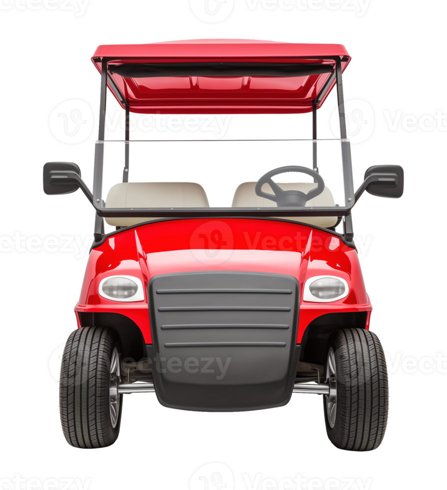 Red Golf Cart Front View Isolated on Transparent Background png