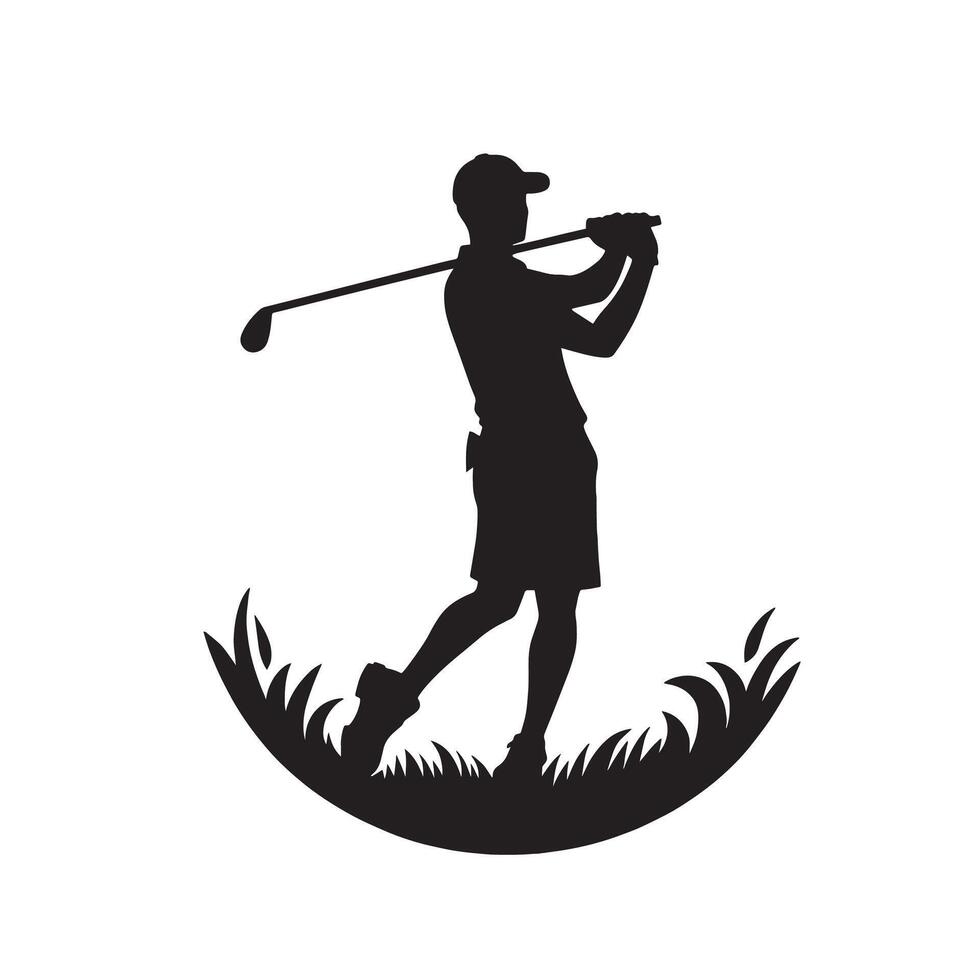 silhouette golfer playing golf on the field vector