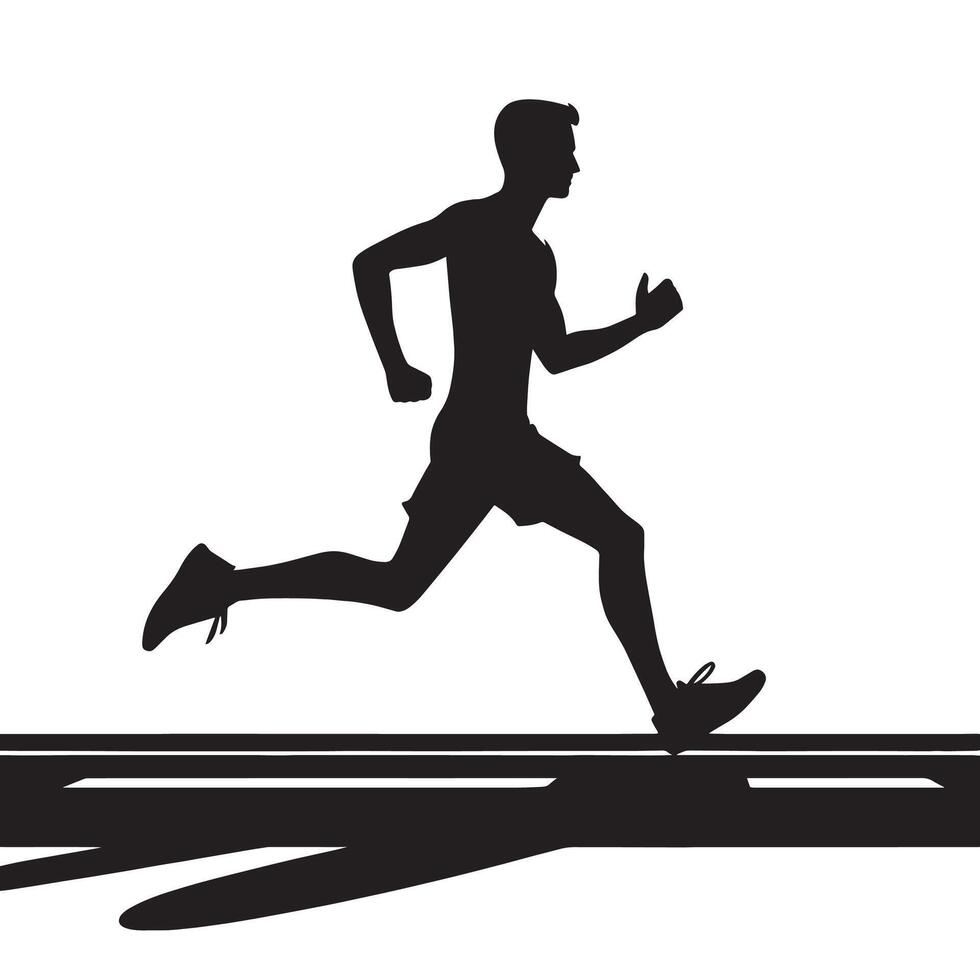 silhouette runner running on the road vector