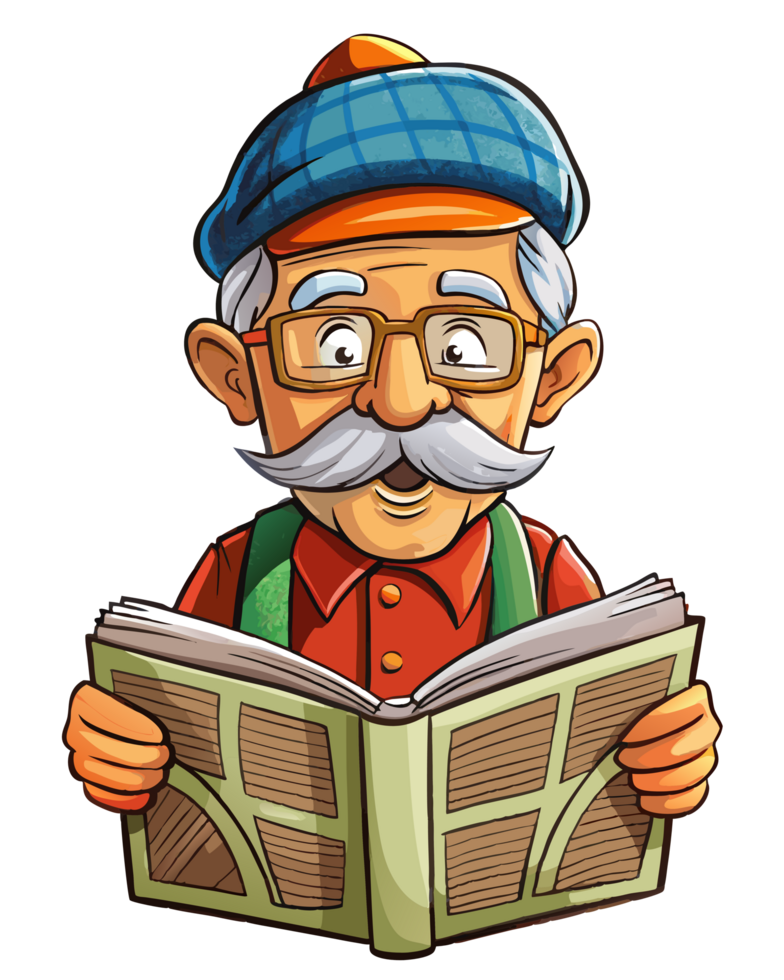 Grandfather Catching Up on Current Events png