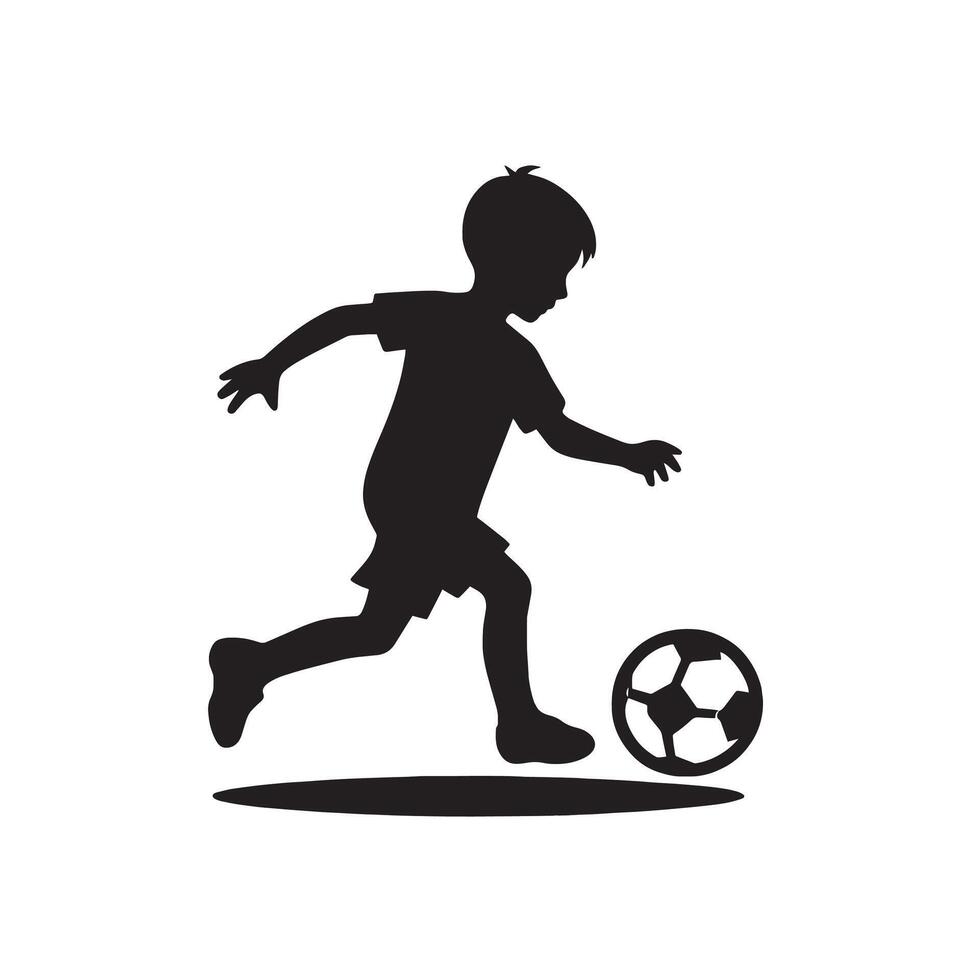 silhouette kid or boy playing ball vector