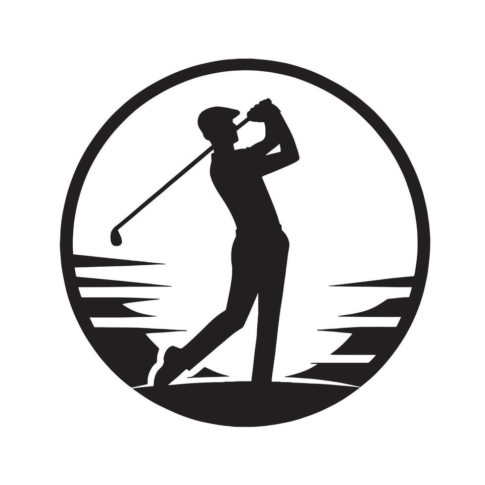 silhouette golfer playing golf on the field vector